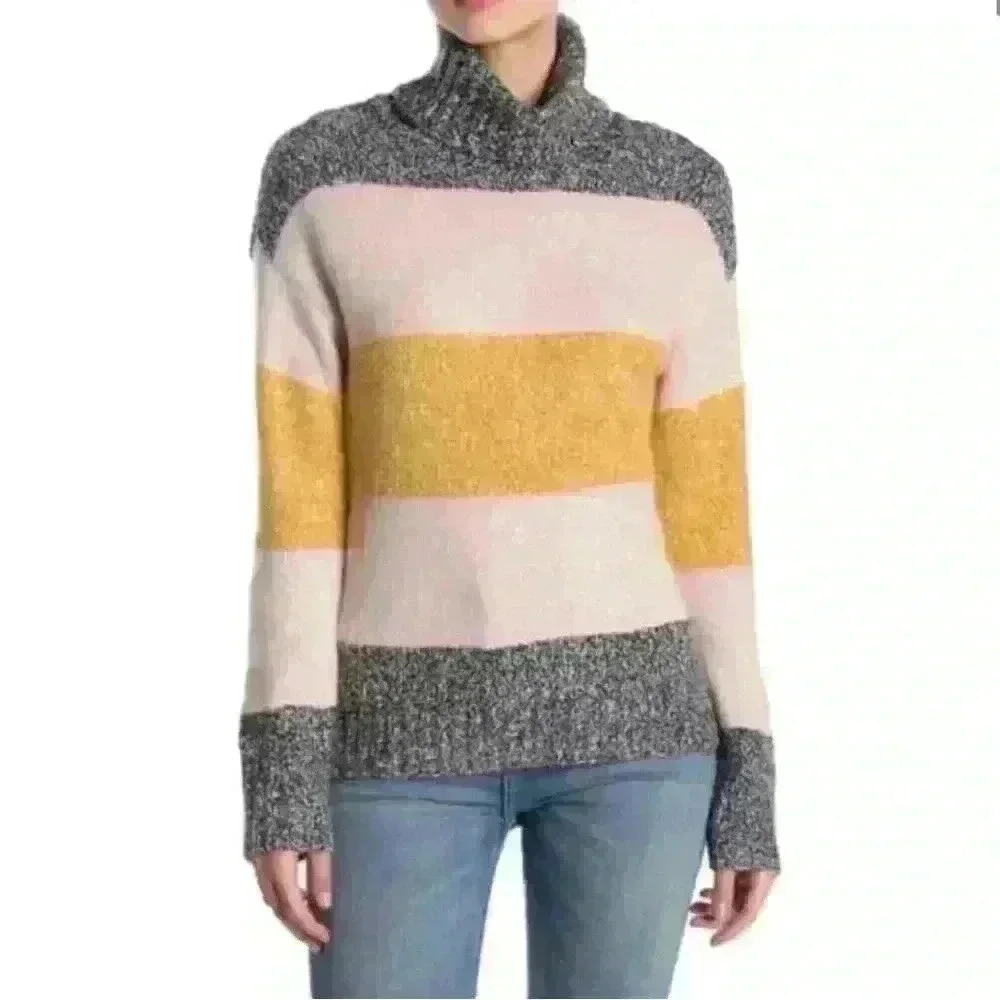 Olivia Sky Turtleneck Pullover Stripe Sweater